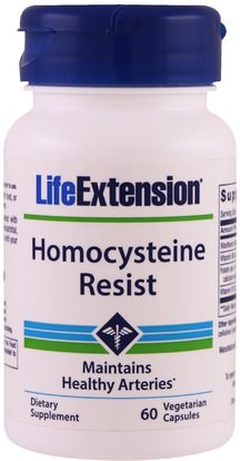 Life Extension, Homocysteine Resist, 60 Vegetarian Capsules ,الفيتامينات، حمض الفوليك