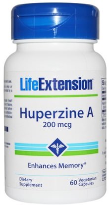 Life Extension, Huperzine A, 200 mcg, 60 Veggie Caps ,الصحة، اضطراب نقص الانتباه، إضافة، أدهد، الدماغ، الذاكرة، الأعشاب، هوبرزين (هوبرزين)