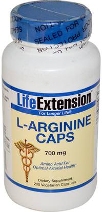Life Extension, L-Arginine Caps, 700 mg, 200 Veggie Caps ,المكملات الغذائية، والأحماض الأمينية، ل أرجينين