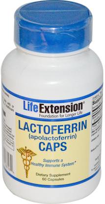 Life Extension, Lactoferrin Caps, 60 Capsules ,المكملات الغذائية، اللاكتوفيرين، الانفلونزا الباردة والفيروسية، جهاز المناعة