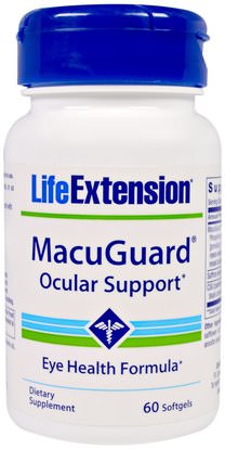 Life Extension, MacuGuard, Ocular Support, 60 Softgels ,والرعاية الصحية، والعناية بالعيون، والرعاية الرؤية، والرؤية
