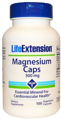 Life Extension, Magnesium Caps, 500 mg, 100 Veggie Caps ,المكملات الغذائية، المعادن، المغنيسيوم