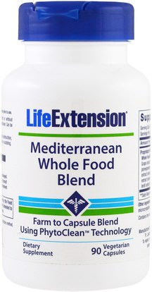 Life Extension, Mediterranean Whole Food Blend, 90 Veggie Caps ,الفيتامينات، الفيتامينات، المكملات الغذائية