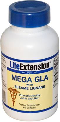 Life Extension, Mega GLA, with Sesame Lignans, 60 Softgels ,الصحة، العظام، هشاشة العظام، الصحة المشتركة، المفاصل الأربطة