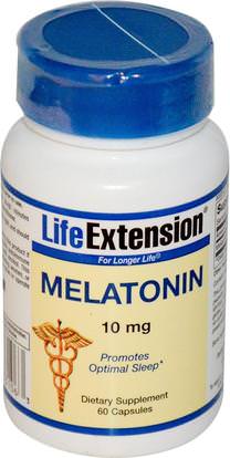 Life Extension, Melatonin, 10 mg, 60 Capsules ,والمكملات الغذائية، والنوم، الميلاتونين