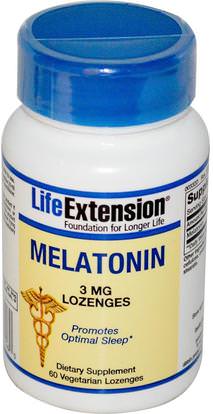 Life Extension, Melatonin, 3 mg, 60 Lozenges ,والمكملات الغذائية، والنوم، الميلاتونين