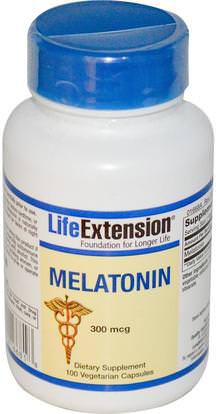 Life Extension, Melatonin, 300 mcg, 100 Veggie Caps ,والمكملات الغذائية، والنوم، الميلاتونين