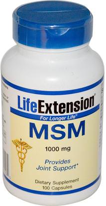 Life Extension, MSM, 1000 mg, 100 Capsules ,والصحة، والعظام، وهشاشة العظام، والصحة المشتركة