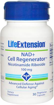 Life Extension, NAD+ Cell Regenerator Nicotinamide Riboside, 100 mg, 30 Veggie Capsules ,مكملات، ريبوسيد نيكوتيناميد، والطاقة