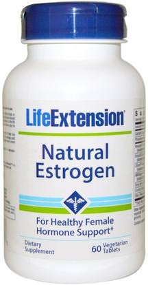 Life Extension, Natural Estrogen, 60 Veggie Tabs ,والصحة، والنساء، وانقطاع الطمث