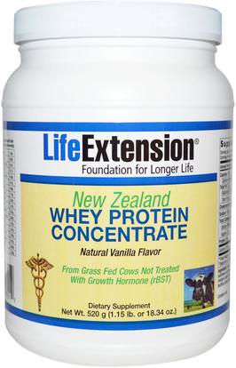 Life Extension, New Zealand Whey Protein Concentrate, Natural Vanilla Flavor, 18.34 oz (520 g) ,المكملات الغذائية، بروتين مصل اللبن، والعضلات