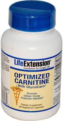Life Extension, Optimized Carnitine, With GlycoCarn, 60 Veggie Caps ,المكملات الغذائية، والأحماض الأمينية، ل كارنيتين