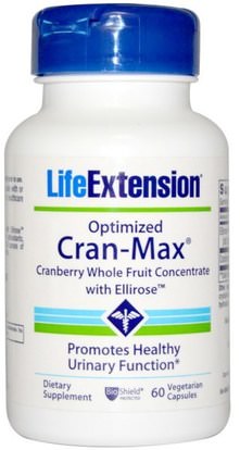 Life Extension, Optimized Cran-Max, Cranberry Whole Fruit Concentrate with Ellirose, 60 Veggie Caps ,الصحة، المثانة، الأعشاب، التوت البري