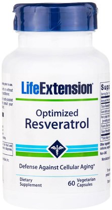 Life Extension, Optimized Reservatrol, 60 Veggie Caps ,المكملات الغذائية، ريسفيراترول