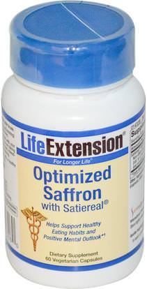 Life Extension, Optimized Saffron with Satiereal, 60 Veggie Caps ,الصحة، النظام الغذائي، المكملات الغذائية، الزعفران