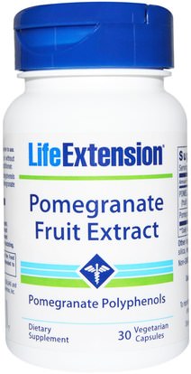 Life Extension, Pomegranate Fruit Extract, 30 Veggie Caps ,المكملات الغذائية، مضادات الأكسدة، عصير الرمان استخراج