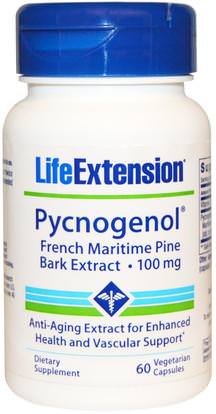 Life Extension, Pycnogenol, French Maritime Pine Bark Extract, 100 mg, 60 Veggie Caps ,المكملات الغذائية، بيكنوغينول
