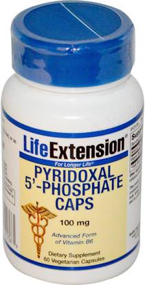 Life Extension, Pyridoxal 5-Phosphate Caps, 100 mg, 60 Veggie Caps ,الفيتامينات، فيتامين b6 - البيريدوكسين، ص 5 ص (بيريدوكسال 5 الفوسفات)