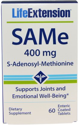 Life Extension, SAMe (S-Adenosyl-L-Methionine), 400 mg, 60 Enteric Coated Tablets ,الصحة، تعاطي المخدرات، الإدمان، سام-e (s-أدينوسيل ميثيونين)، سام-400 مغ، والصحة المشتركة