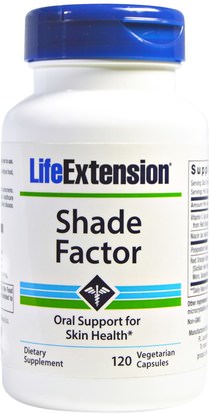 Life Extension, Shade Factor, 120 Veggie Caps ,الصحة، المرأة، مكملات الشعر، مكملات الأظافر، مكملات الجلد