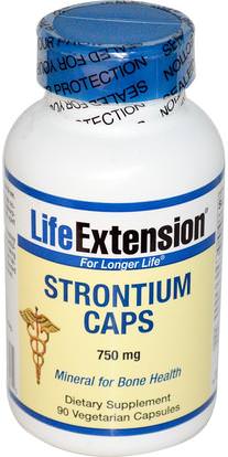 Life Extension, Strontium Caps, Mineral for Bone Health, 750 mg, 90 Veggie Caps ,المكملات الغذائية، المعادن، السترونتيوم