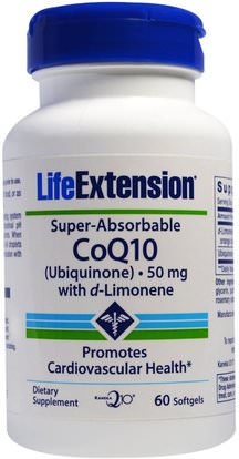 Life Extension, Super Absorbable CoQ10, 50 mg, 60 Softgels ,المكملات الغذائية، أنزيم q10، coq10 050 ملغ