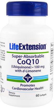 Life Extension, Super-Absorbable CoQ10 Ubiquinone with d-Limonene, 100 mg, 60 Softgels ,المكملات الغذائية، أنزيم q10