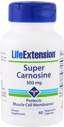 Life Extension, Super Carnosine, 500 mg, 60 Veggie Caps ,المكملات الغذائية، والأحماض الأمينية، ل كارنوزين