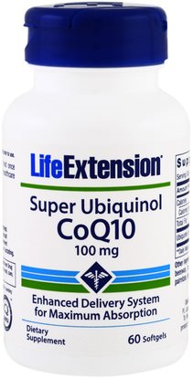 Life Extension, Super Ubiquinol CoQ10, 100 mg, 60 Softgels ,المكملات الغذائية، مضادات الأكسدة، أوبيكينول خ، أوبيكينول coq10