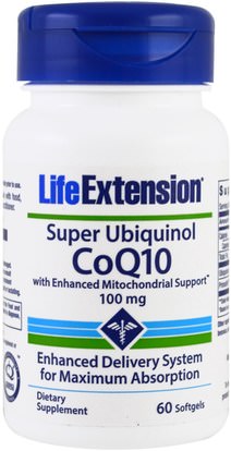 Life Extension, Super Ubiquinol CoQ10 With Enhanced Mitochondrial Support, 100 mg, 60 Softgels ,المكملات الغذائية، مضادات الأكسدة، أوبيكينول خ