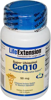 Life Extension, Super Ubiquinol CoQ10 with Enhanced Mitochondrial Support, 50 mg, 100 Softgels ,Herb-sa