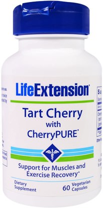 Life Extension, Tart Cherry Extract With CherryPure, 60 Veggie Caps ,المكملات الغذائية، مقتطفات الفاكهة، الكرز (الفاكهة السوداء البرية)