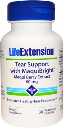 Life Extension, Tear Support, with MaquiBright, Maqui Berry Extract, 60 mg, 30 Veggie Caps ,والصحة، والعناية بالعين، والرعاية الرؤية