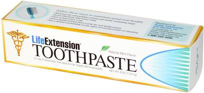 Life Extension, Toothpaste, Natural Mint Flavor, 4 oz (113.4 g) ,حمام، الجمال، معجون أسنان