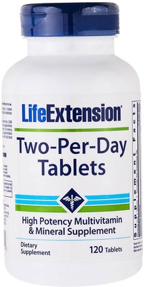Life Extension, Two-Per-Day Tablets, 120 Tablets ,الفيتامينات، الفيتامينات، المعادن