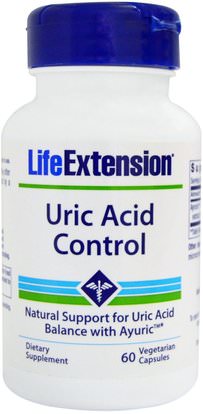 Life Extension, Uric Acid Control, 60 Veggie Caps ,الأعشاب، أيورفيدا، أيورفيديك، الأعشاب، الصحة، غوت