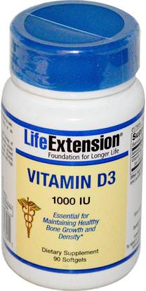 Life Extension, Vitamin D3, 1000 IU, 90 Softgels ,الفيتامينات، فيتامين d3