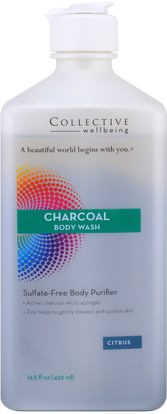 Life Flo Health, Charcoal Body Wash, Sulfate-Free Body Purifier, Citrus, 14.5 fl oz (429 ml) ,حمام، الجمال