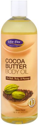 Life Flo Health, Cocoa Butter Body Oil, 16 fl oz (473 ml) ,الصحة، الجلد
