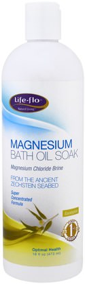 Life Flo Health, Magnesium Bath Oil Soak, Magnesium Chloride Brine, Eucalyptus, 16 fl oz (473 ml) ,حمام، الجمال
