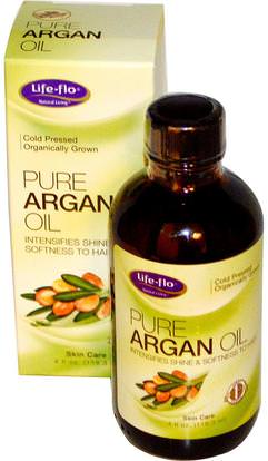 Life Flo Health, Pure Argan Oil, 4 fl oz (118.3 ml) ,حمام، الجمال، دقة بالغة، فروة الرأس، أرجان