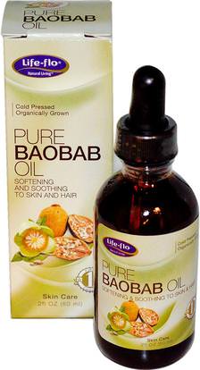 Life Flo Health, Pure Baobab Oil, Skin Care, 2 fl oz (60 ml) ,الصحة، الجلد، زيت التدليك، حمام، الجمال، الشعر، فروة الرأس
