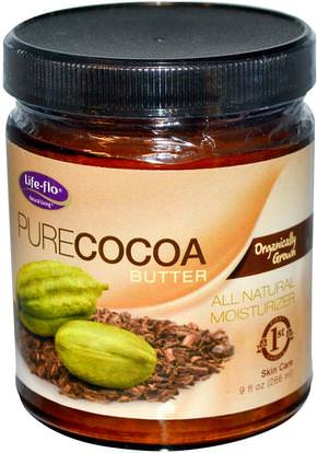 Life Flo Health, Pure Cocoa Butter, 9 fl oz (266 ml) ,والصحة، والجلد، زبدة الكاكاو، وتمتد علامات ندبات