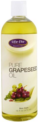 Life Flo Health, Pure Grapeseed Oil, 16 fl oz (473 ml) ,الصحة، الجلد، زيت بذور العنب، زيت التدليك