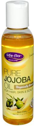 Life Flo Health, Pure Jojoba Oil, Skin Care, 4 oz (118 ml) ,الصحة، الجلد، زيت الجوجوبا، زيت التدليك