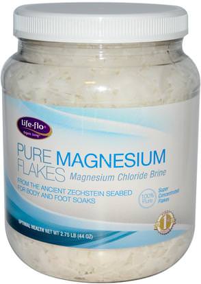 Life Flo Health, Pure Magnesium Flakes, Magnesium Chloride Brine, 2.75 lb (44 oz) ,والصحة، ومكافحة الألم، والمعادن، وكلوريد المغنيسيوم