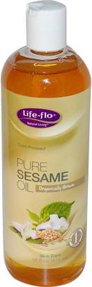 Life Flo Health, Pure Sesame Oil, Skin Care, 16 fl oz (473 ml) ,الصحة، الجلد، زيت التدليك