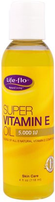 Life Flo Health, Super Vitamin E Oil, 5,000 IU, 4 fl oz (118 ml) ,الصحة، الجلد، فيتامين ه كريم النفط، زيوت العناية بالجسم
