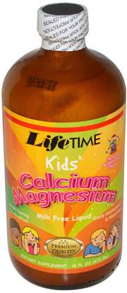 Life Time, Kids Calcium Magnesium Liquid, Bubble Gum, 16 fl oz (473 ml) ,المكملات الغذائية، المعادن، الكالسيوم، الكالسيوم السائل، صحة الأطفال، ملاحق الأطفال