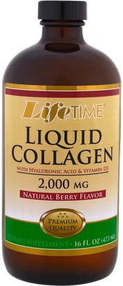 Life Time, Liquid Collagen with Hyaluronic Acid & Vitamin D3, Natural Berry Flavor, 2,000 mg, 16 fl. oz (473 ml) ,الصحة، العظام، هشاشة العظام، الكولاجين